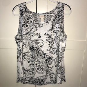 Chico's Reversible Floral Geometric Tank
